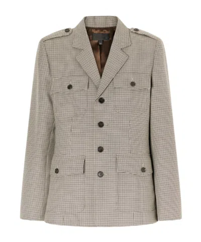 Nili Lotan Hazel Houndstooth Wool Jacket In Brown