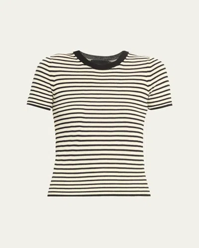 Nili Lotan Hettie Striped Ribbed Silk T-shirt In Black