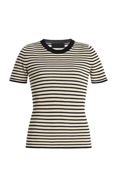 Nili Lotan Hettie Striped Silk T-shirt In Black