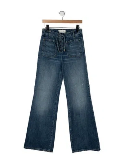Pre-owned Nili Lotan High-rise Flared Jeans In Blue