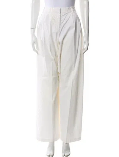 Pre-owned Nili Lotan High-rise Wide Leg Jeans In White