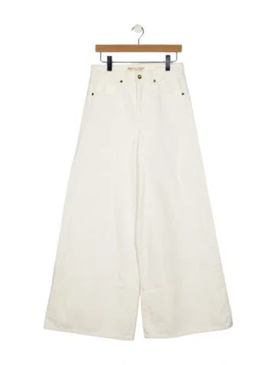 Pre-owned Nili Lotan High-rise Wide Leg Jeans In White