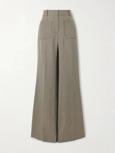 Nili Lotan Houndstooth Flared Casual Pants In Gray