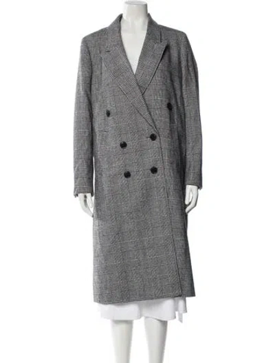 Pre-owned Nili Lotan Houndstooth Print Coat In Gray
