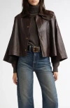 Nili Lotan Ines Leather Jacket In Dark Brown