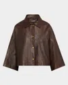 Nili Lotan Ines Leather Jacket In Dark Brown