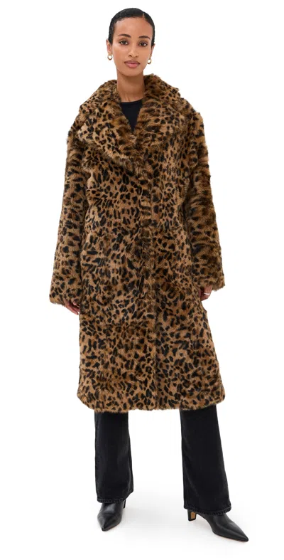 Nili Lotan Ingrid Shearling Coat Camel Leopard In Brown