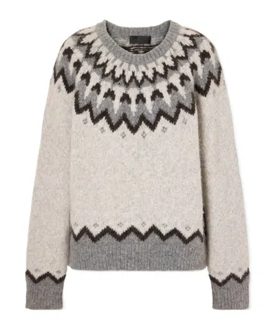 Nili Lotan Intarsia-knit Wool And Alpaca Blend Sweater In Gray