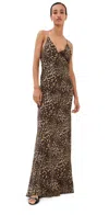 Nili Lotan Ira Leopard-print Silk-charmeuse Gown In Brown