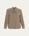 Nili Lotan Irina Striped Neck-scarf Silk Shirt In Multi