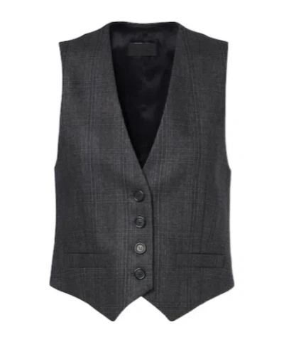 Nili Lotan Ismael Checked Wool And Cashmere Vest In Black