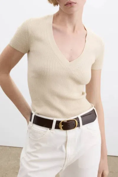 Nili Lotan Italia Short Sleeve Top In Cream In Neutral