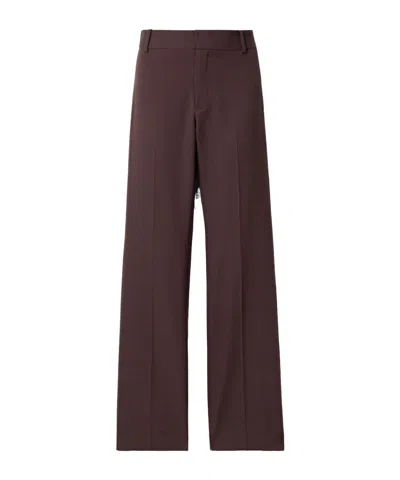 Nili Lotan Ivan Wool-twill Straight-leg Pants In Burgundy