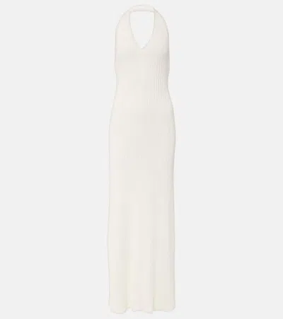 Nili Lotan Ivenka Halterneck Cotton Maxi Dress In White