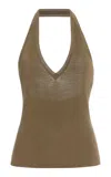 Nili Lotan Ivey Knit Silk Halter Tank Top In Neutral