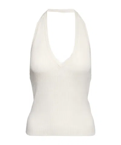 Nili Lotan Ivey Ribbed Knit Backless Silk Top In White