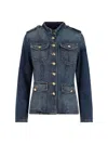 Nili Lotan Military Style Jacket Gold Buttons In Blue