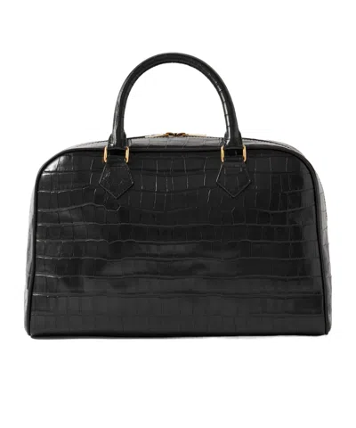 Nili Lotan Jaclyn Croc-effect Leather Tote In Black