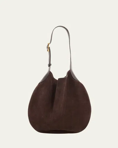 Nili Lotan Jagger Suede Shoulder Bag In Chocolate