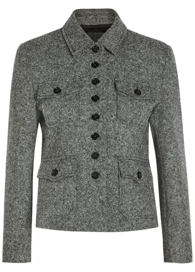 Nili Lotan Jamison Cropped Wool-blend Jacket In Black