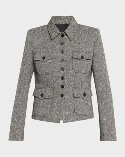 Nili Lotan Jamison Single-breasted Utility Jacket In Gray