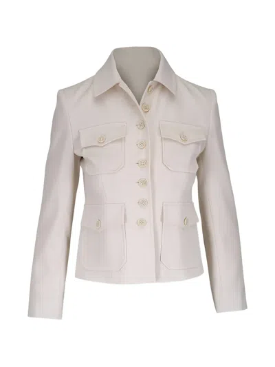 Nili Lotan Jamison Stone Wool Jacket In White