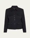 Nili Lotan Jamison Wool Gabardine Jacket In Midnight