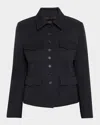 Nili Lotan Jamison Wool Gabardine Jacket In Midnight