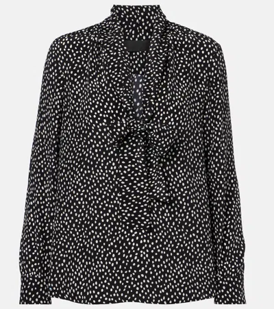 Nili Lotan Janese Bow-detail Polka-dot Silk Blouse In Black