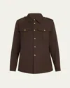 Nili Lotan Jeanette Button Down Wool Top In Dark Brown