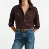 Nili Lotan Jeanette Button Down Wool Top In Brown