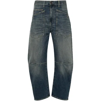 Nili Lotan Shon Barrel Jeans In Classic Wash In Blue
