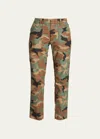 Nili Lotan Jenna Cropped Raw-edge Pants In Camo