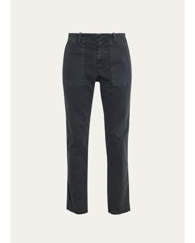 Nili Lotan Jenna Cropped Raw-edge Pants In Carbon