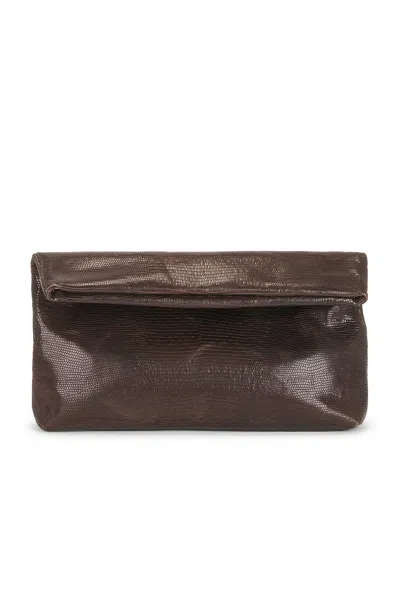 Nili Lotan Jerry Clutch In Dark Brown Lizard