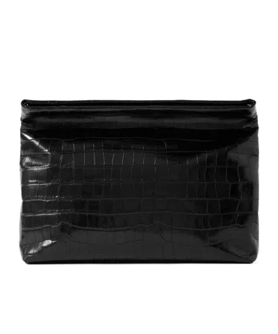 Nili Lotan Jerry Croc-effect Leather Clutch In Black