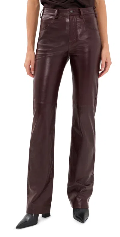 Nili Lotan Joan Leather Pants Merlot In Burgundy