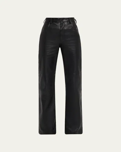 Nili Lotan Joan Leather Straight-leg Pants In Black