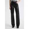 Nili Lotan Joan Leather Straight-leg Pants In Black