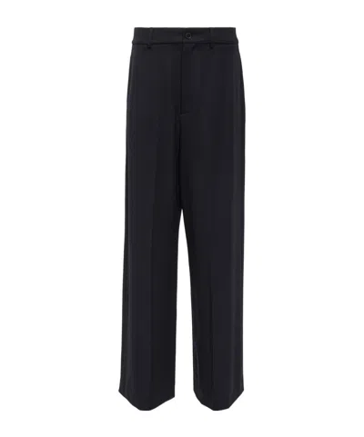 Nili Lotan Johan Virgin Wool Wide-leg Pants In Black