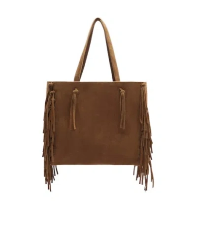 Nili Lotan Joni Fringed Suede Tote Bag In Brown