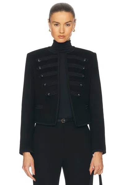 Nili Lotan Joni Cropped Button-embellished Satin-trimmed Wool-felt Jacket In Black