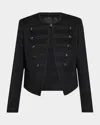 Nili Lotan Joni Cropped Button-embellished Satin-trimmed Wool-felt Jacket In Black