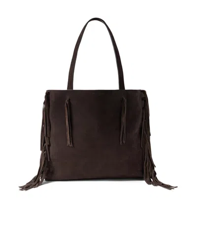 Nili Lotan Joni Fringed Suede Tote In Brown