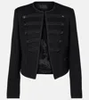 Nili Lotan Joni Cropped Button-embellished Satin-trimmed Wool-felt Jacket In Black
