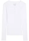 Nili Lotan Jordan Henley Ribbed Cotton Top In White