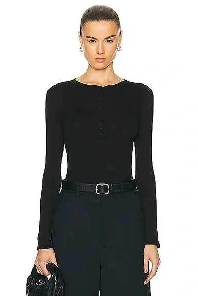 Nili Lotan Jordan Henley Tee In Jet Black