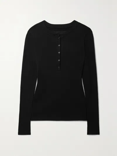 Nili Lotan Jordan Henley Tee In Jet Black