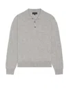 Nili Lotan Jovan Cashmere Polo Shirt In Heather Grey