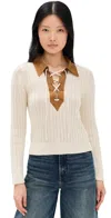 Shop Nili Lotan Juana Sweater Off White/fawn